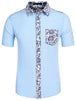 Summer Pocket Short Sleeve Button Floral Print Shirt