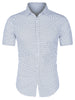 Retro Short Sleeve Cotton Polka Dot Button Up Shirt