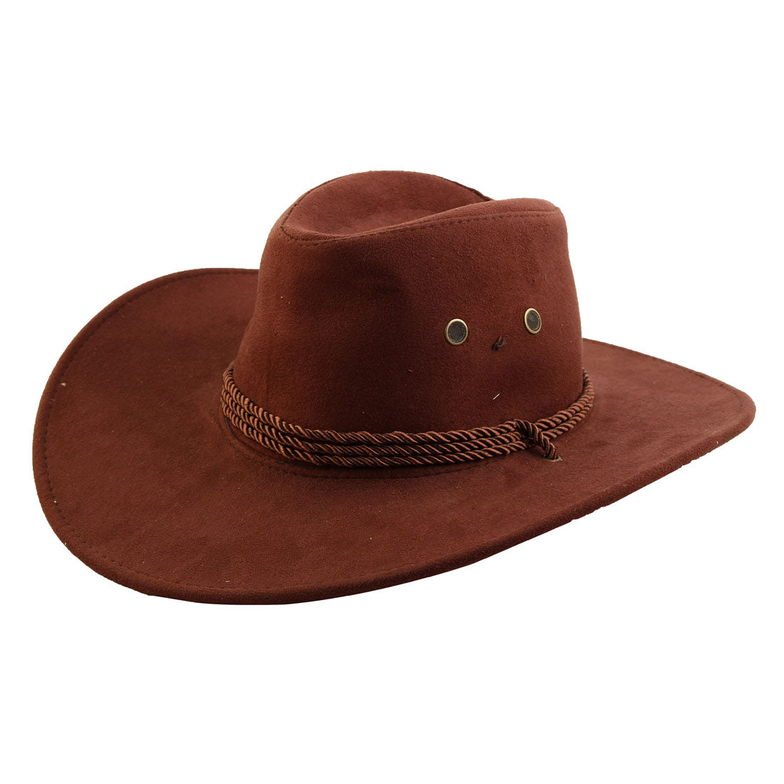 Bublédon Unisex Faux Suede Adjustable Neck Strap Wide Brim Western Style Sunhat Cowboy Hat