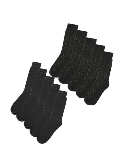 Men 10 Packs Luxury Cotton Pattern Long Dress Ribbed Assorted Socks