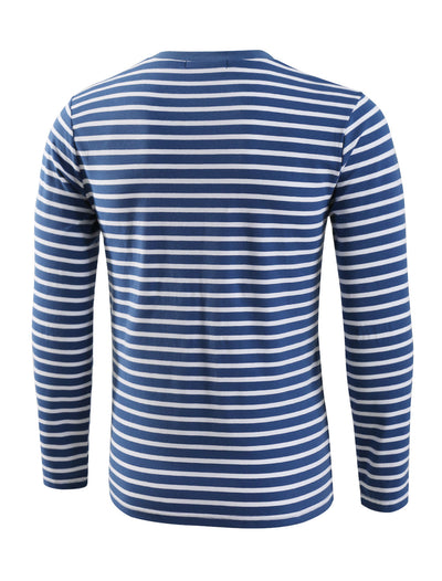 Casual Ribbed Crew Neck Striped Long Sleeve Shirt