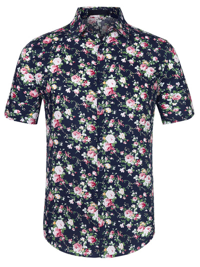 Floral Print Cotton Beach Hawaiian Summer Shirts