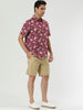 Short Sleeve Floral Print Cotton Beach Hawaiian Shirt