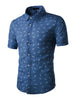 Short Sleeve Lapel Button Down Floral Printed Shirt
