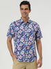 Hawaiian Floral Print Short Sleeve Button Beach Shirt