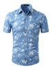Short Sleeve Lapel Button Down Floral Printed Shirt