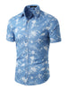 Short Sleeve Lapel Button Down Floral Printed Shirt