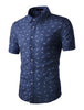 Short Sleeve Lapel Button Down Floral Printed Shirt