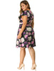 Floral Printed Cap Sleeve V-neck Plus Size Dress