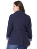 Spandex X Line Notched Lapel Long Sleeve Blazer