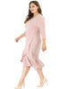 Cocktail V-neck Wrap Ruffled Midi Plus Size Dress