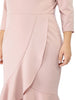 Cocktail V-neck Wrap Ruffled Midi Plus Size Dress