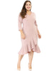 Cocktail V-neck Wrap Ruffled Midi Plus Size Dress