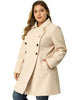 Plus Size A Line Turn Down Collar Double Breasted Coat