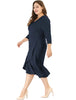 Cocktail V-neck Wrap Ruffled Midi Plus Size Dress