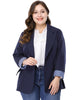 Spandex X Line Notched Lapel Long Sleeve Blazer