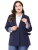 Spandex X Line Notched Lapel Long Sleeve Blazer