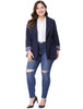 Spandex X Line Notched Lapel Long Sleeve Blazer