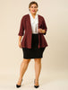 Knit X Line 3/4 Sleeve Button Decor Peplum Blazer