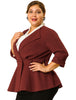 Knit X Line 3/4 Sleeve Button Decor Peplum Blazer