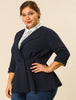 Knit X Line 3/4 Sleeve Button Decor Peplum Blazer