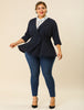 Knit X Line 3/4 Sleeve Button Decor Peplum Blazer