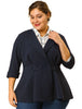 Knit X Line 3/4 Sleeve Button Decor Peplum Blazer