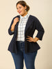 Knit X Line 3/4 Sleeve Button Decor Peplum Blazer