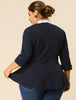Knit X Line 3/4 Sleeve Button Decor Peplum Blazer