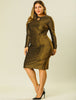 Shiny Keyhole Waist Twist Party Solid Plus Size Dress