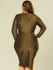 Shiny Keyhole Waist Twist Party Solid Plus Size Dress