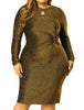 Shiny Keyhole Waist Twist Party Solid Plus Size Dress