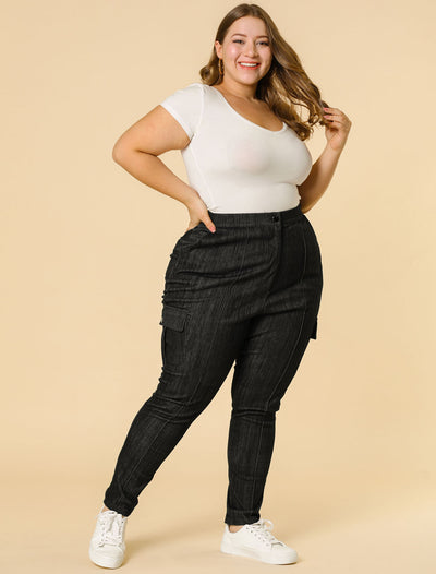 Casual Plus Size Stretchy Skinny Pocket Ankle Pants
