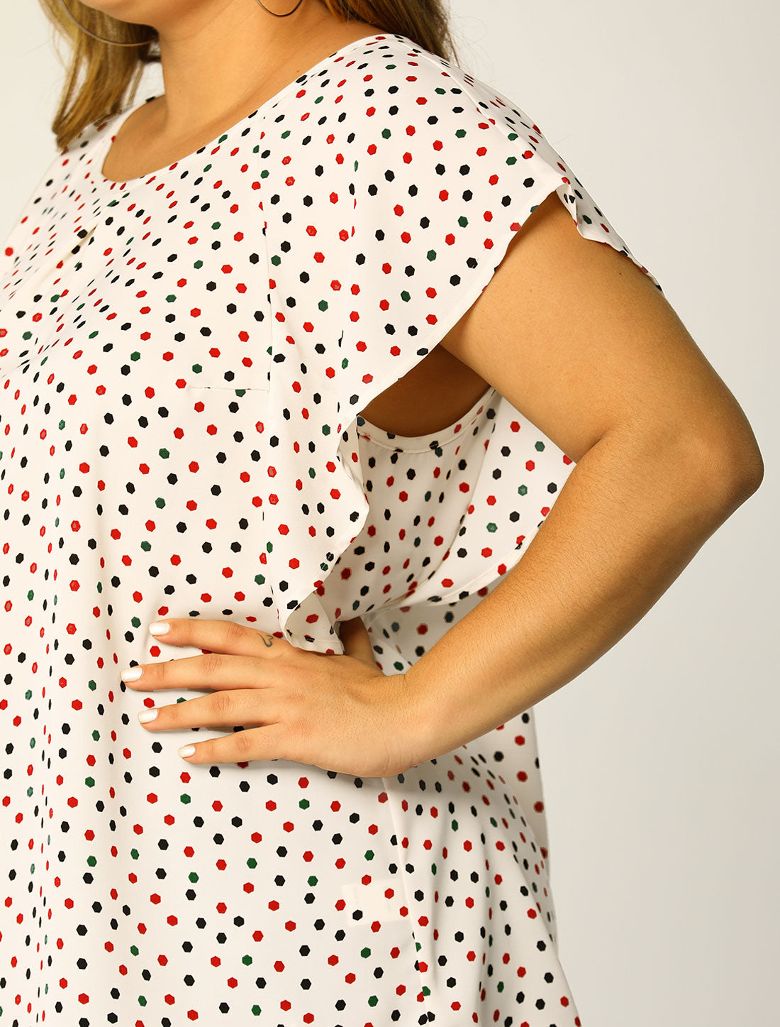 Bublédon Women's Plus Size Chiffon Polka Dot Tank Top