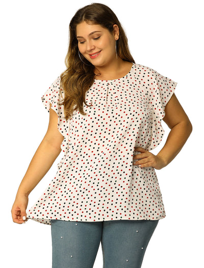 Women's Plus Size Chiffon Polka Dot Tank Top