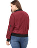 Plus Size Contrast Trim Zipper Pocket Bomber Jacket
