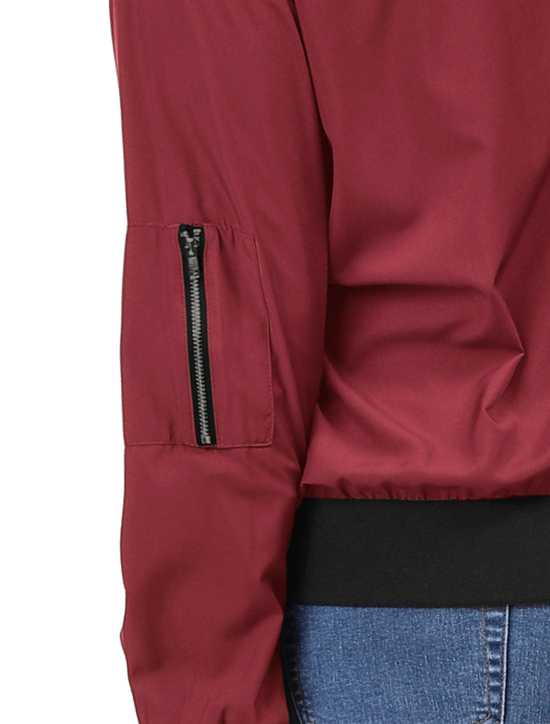 Bublédon Plus Size Contrast Trim Zipper Pocket Bomber Jacket