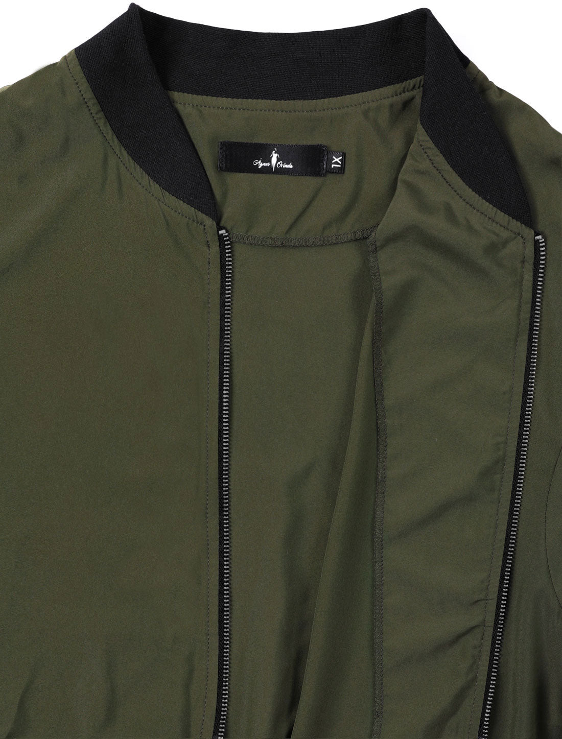 Bublédon Plus Size Contrast Trim Zipper Pocket Bomber Jacket