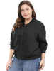 Plus Size Contrast Trim Zipper Pocket Bomber Jacket