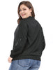 Plus Size Contrast Trim Zipper Pocket Bomber Jacket