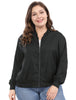 Plus Size Contrast Trim Zipper Pocket Bomber Jacket