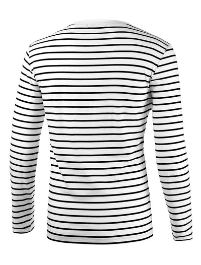 Basic Crew Neck Striped Pullover Long Sleeve Shirt