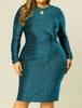Shiny Keyhole Waist Twist Party Solid Plus Size Dress