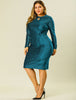 Shiny Keyhole Waist Twist Party Solid Plus Size Dress