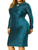 Shiny Keyhole Waist Twist Party Solid Plus Size Dress