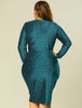 Shiny Keyhole Waist Twist Party Solid Plus Size Dress
