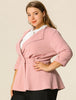 Knit X Line 3/4 Sleeve Button Decor Peplum Blazer