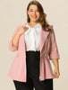 Knit X Line 3/4 Sleeve Button Decor Peplum Blazer