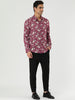 Long Sleeve Aloha Hawaiian Palm Flower Print Shirt