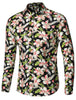 Long Sleeve Aloha Hawaiian Palm Flower Print Shirt